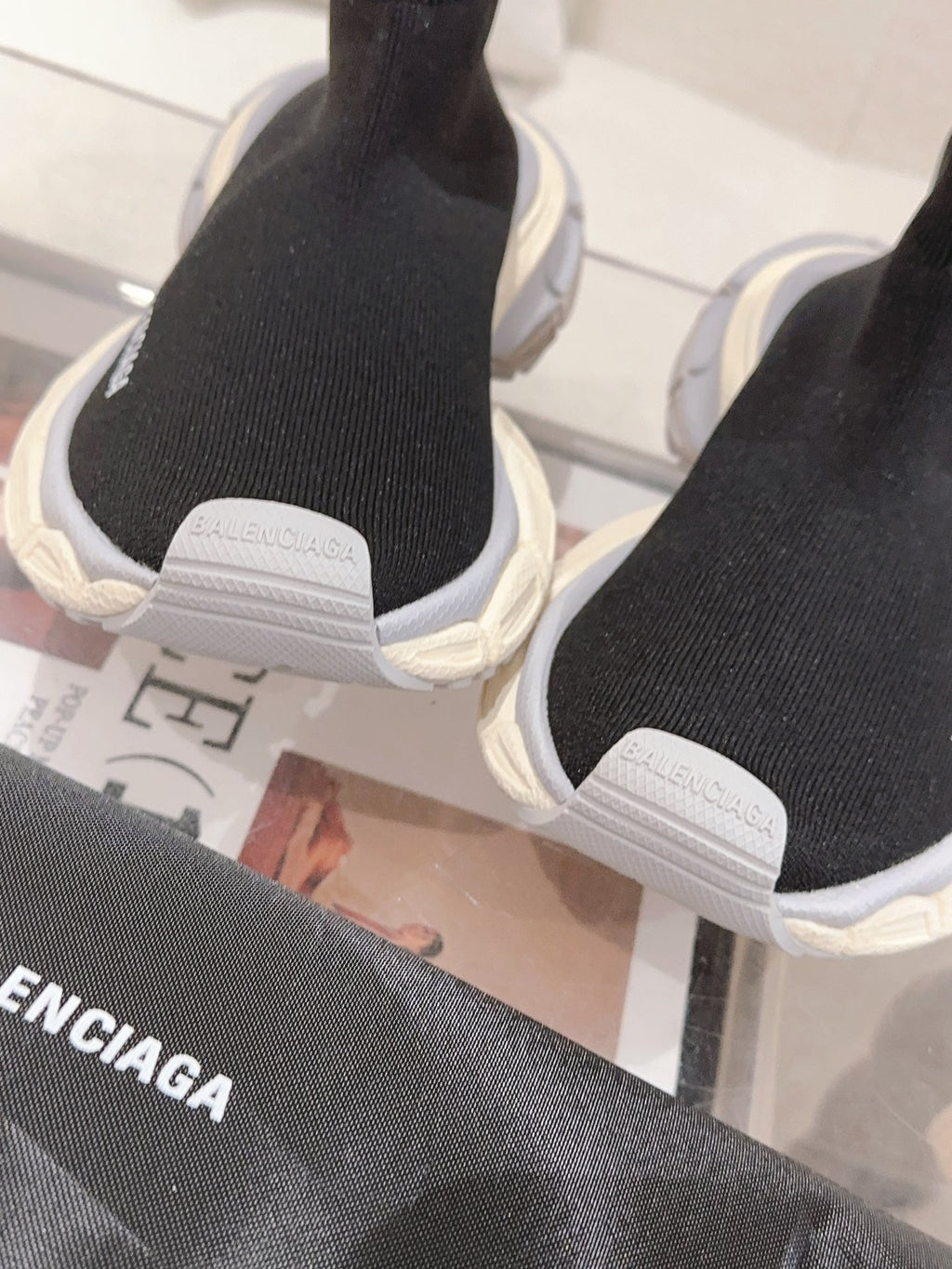 BALENCIAGA 25S SPEED TRAINER SNEAKERS 55 MM IN BLACK KNIT STYLE 4