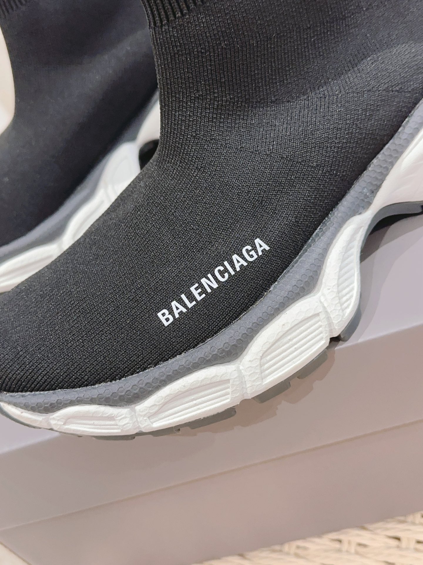 BALENCIAGA 25S SPEED TRAINER SNEAKERS 55 MM IN BLACK KNIT STYLE 3