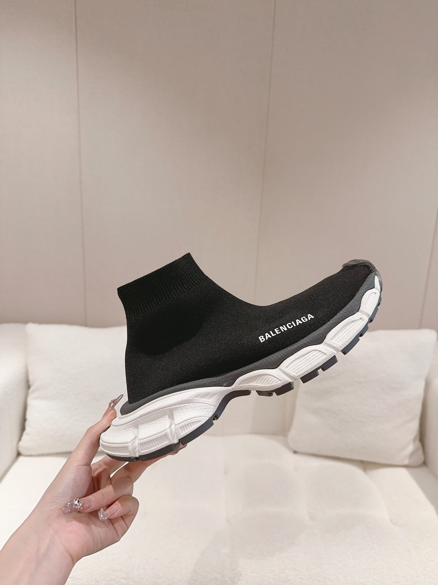 BALENCIAGA 25S SPEED TRAINER SNEAKERS 55 MM IN BLACK KNIT STYLE 3