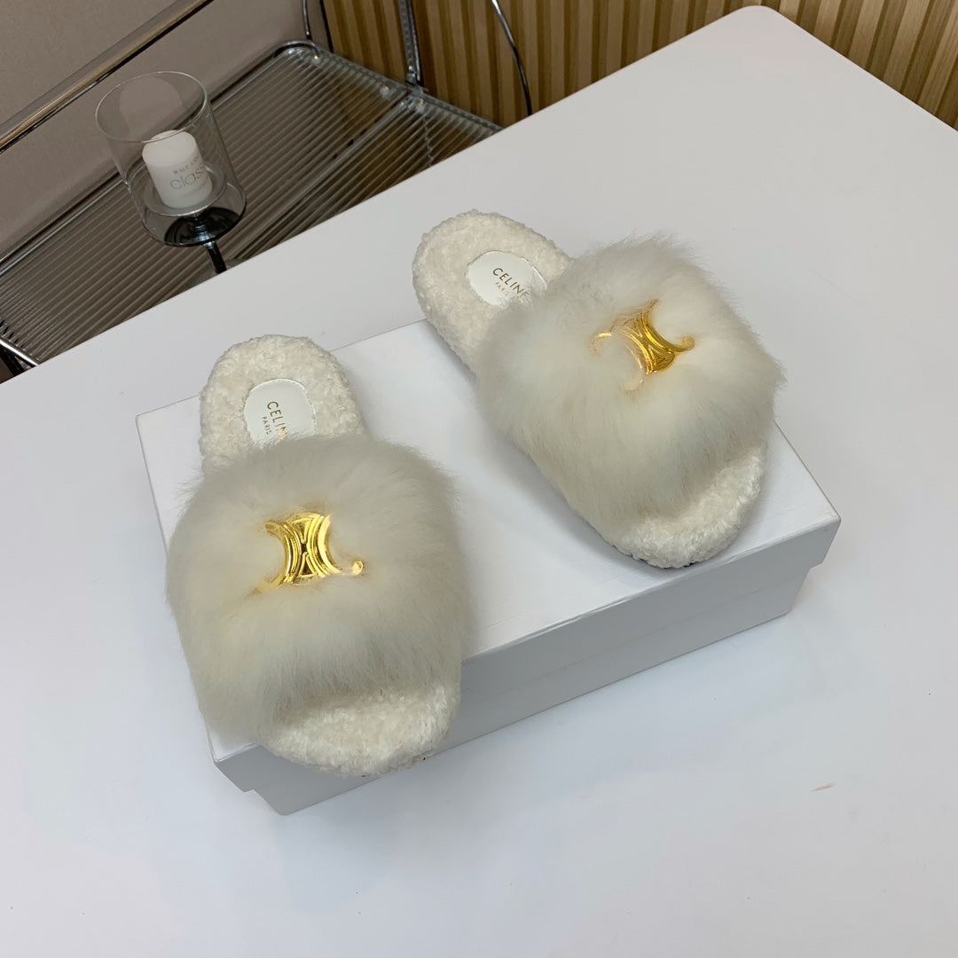 CELINE 26S SANDALS IN WHITE WOOL