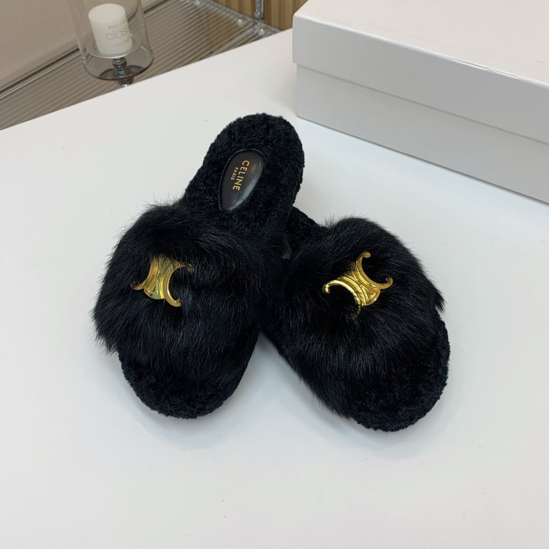 CELINE 26S SANDALS IN BLACK WOOL