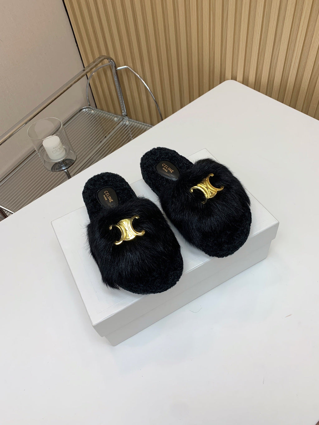 CELINE 26S SANDALS IN BLACK WOOL