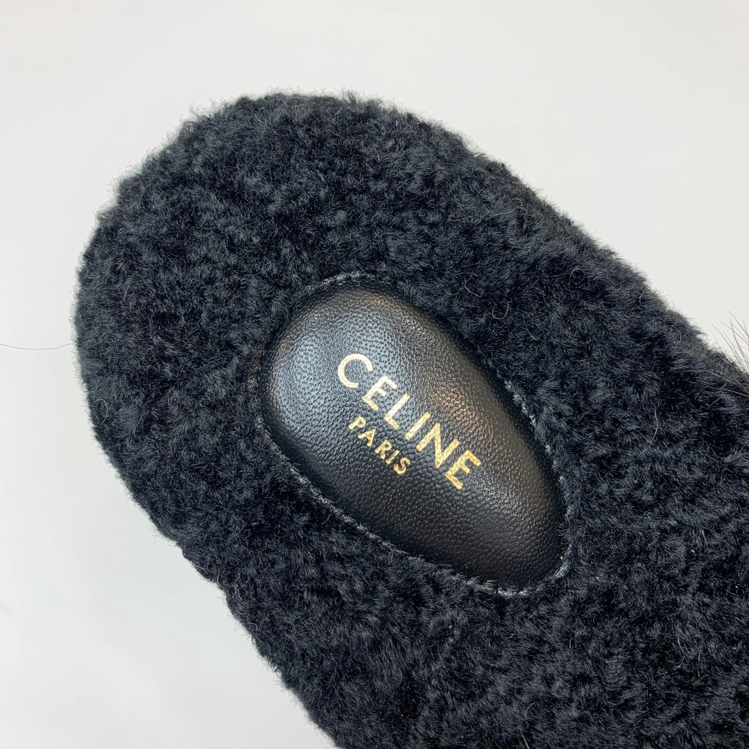 CELINE 26S SANDALS IN BLACK WOOL
