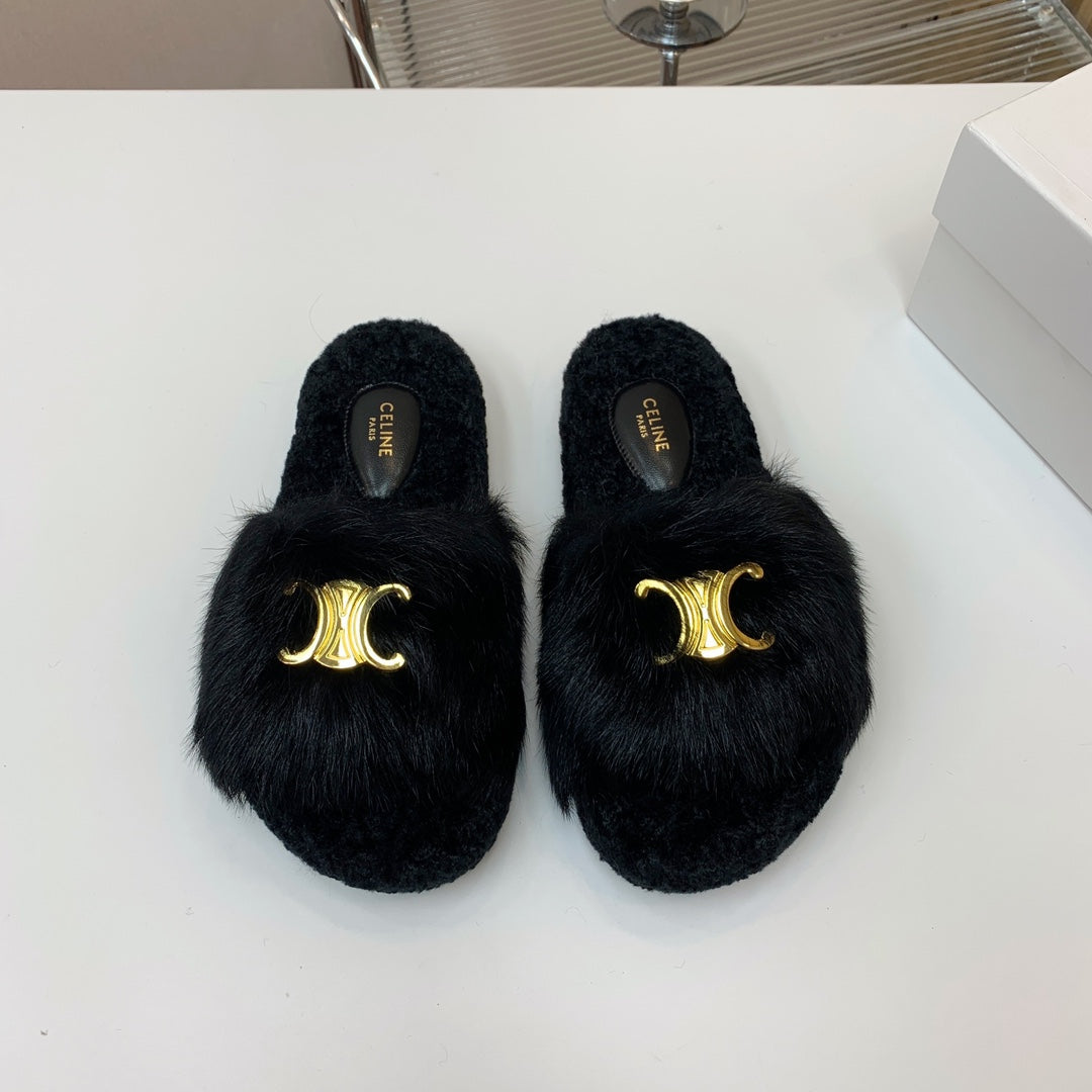 CELINE 26S SANDALS IN BLACK WOOL