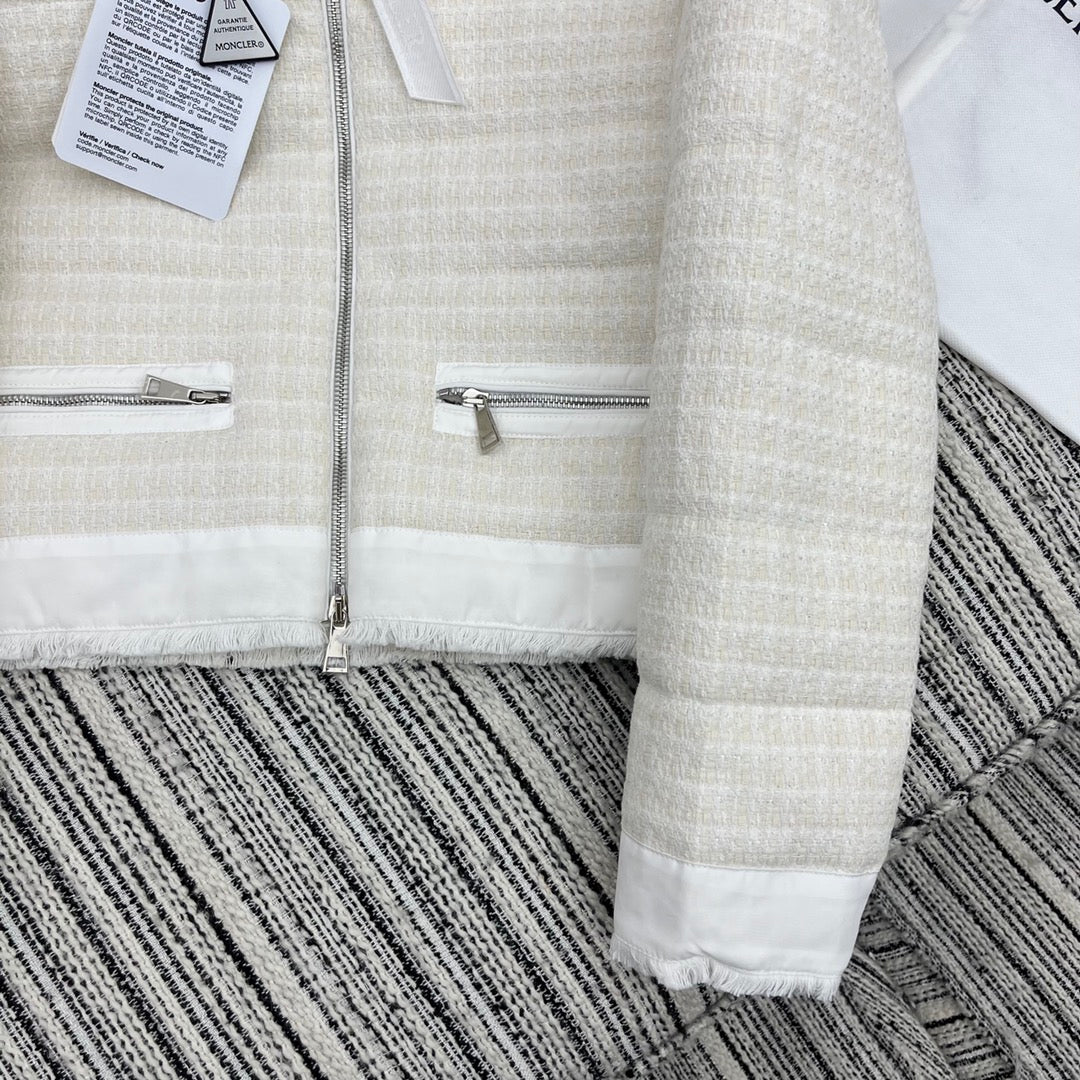 MONCLER 25S TWEED DOWN HOODED JACKET 256