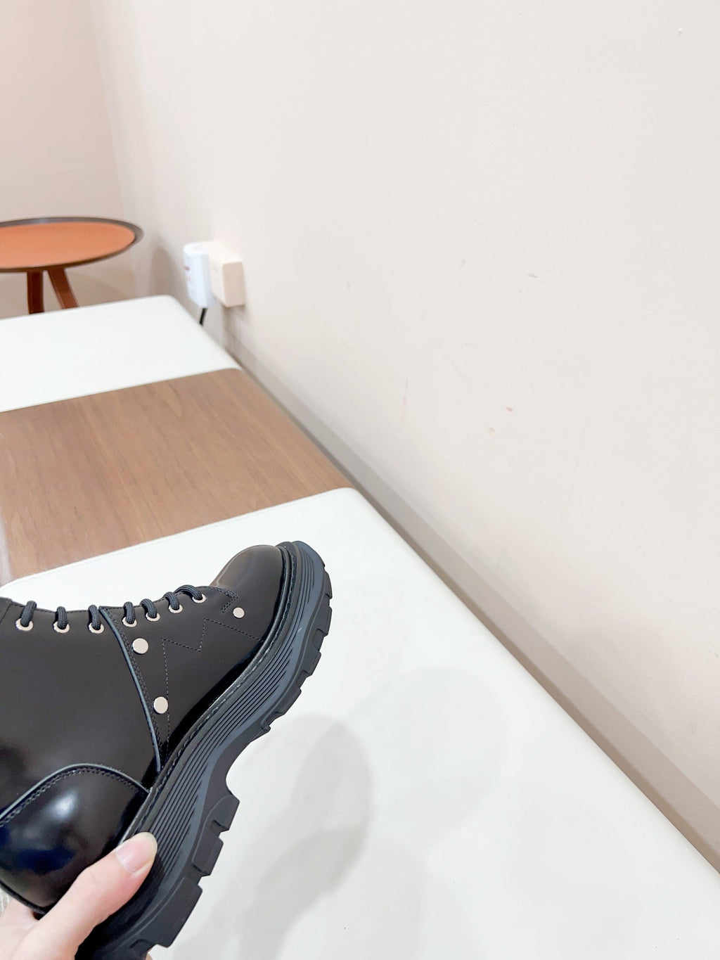 MCQUEEN LEATHER ANKLE BOOT IN BLACK LAMBSKIN