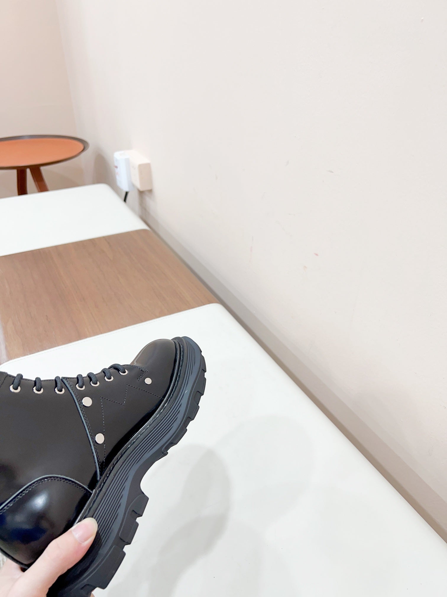 MCQUEEN LEATHER ANKLE BOOT IN BLACK LAMBSKIN