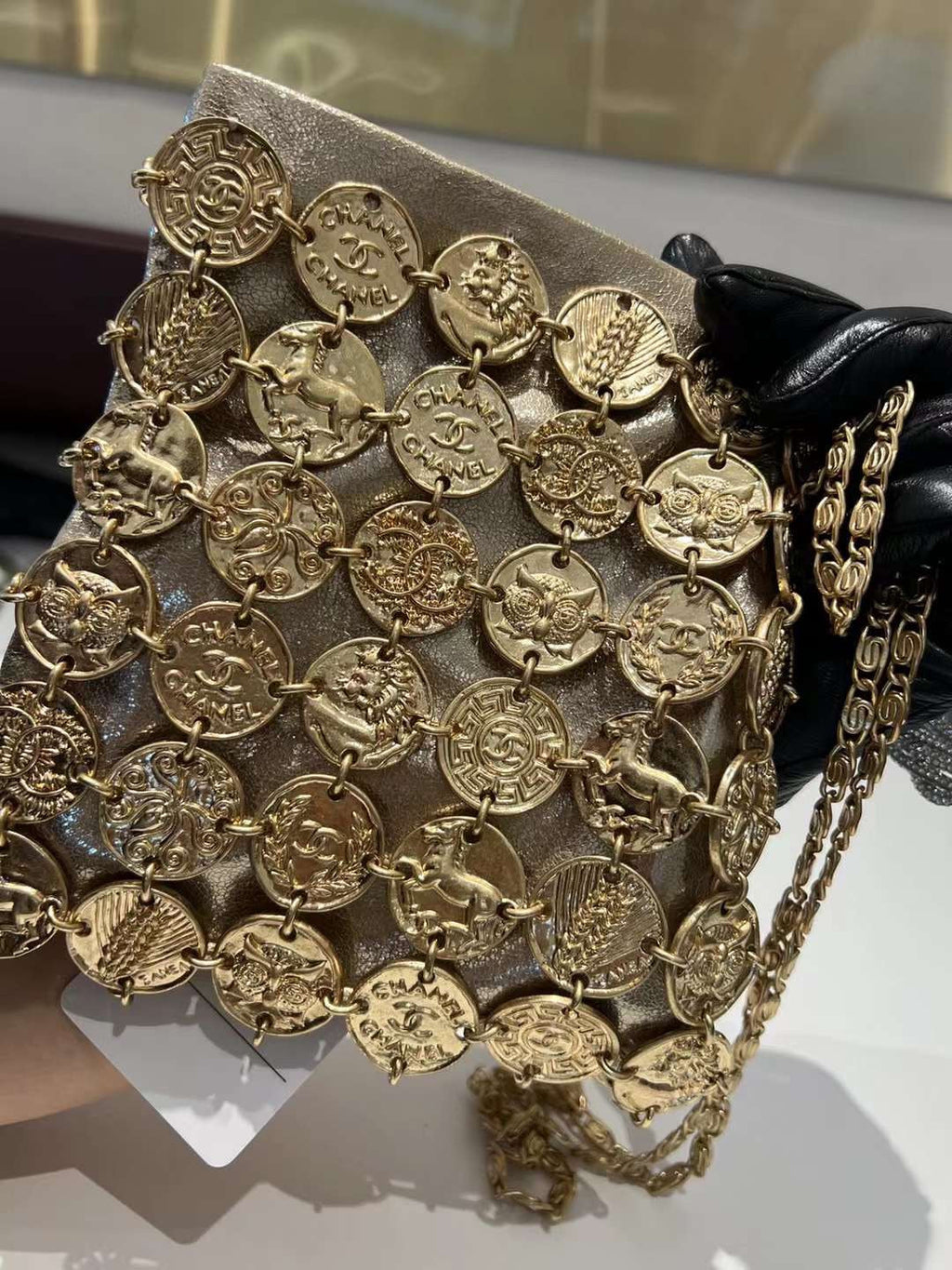 CHANEL 26S PARIS-GREECE MEDALLION CROSSBODY BAG 19 IN GOLD METALLIC LAMBSKIN GOLD HARDWARE