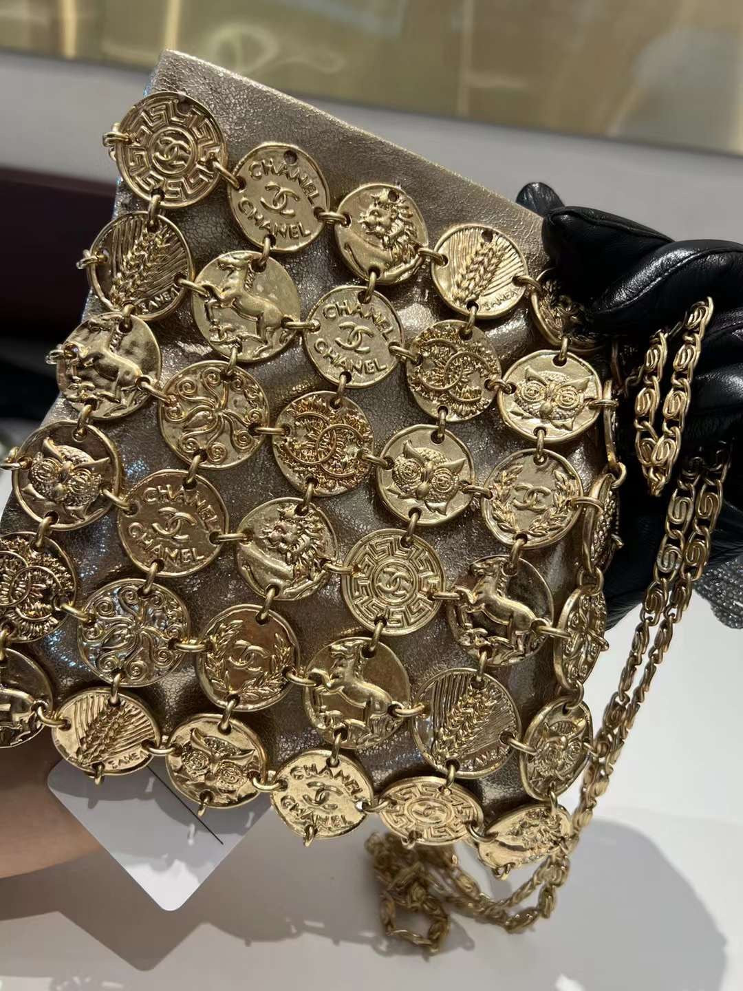 CHANEL 26S PARIS-GREECE MEDALLION CROSSBODY BAG 19 IN GOLD METALLIC LAMBSKIN GOLD HARDWARE