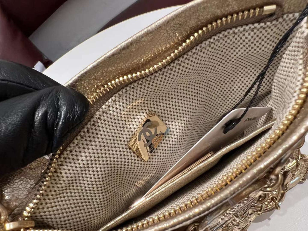 CHANEL 26S PARIS-GREECE MEDALLION CROSSBODY BAG 19 IN GOLD METALLIC LAMBSKIN GOLD HARDWARE
