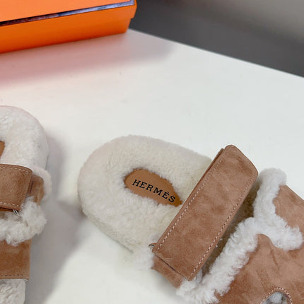 HM 26S SANDAL IN CREAM WHITE WOOL AND BEIGE BROWN SUEDE