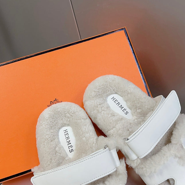 HM 26S SANDAL IN WHITE WOOL AND CALFSKIN