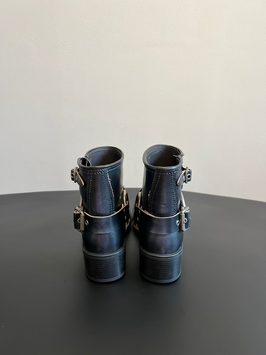 MIUMIU 26S ANKLE BOOTS IN BLACK CALFSKIN SILVER HARDWARE