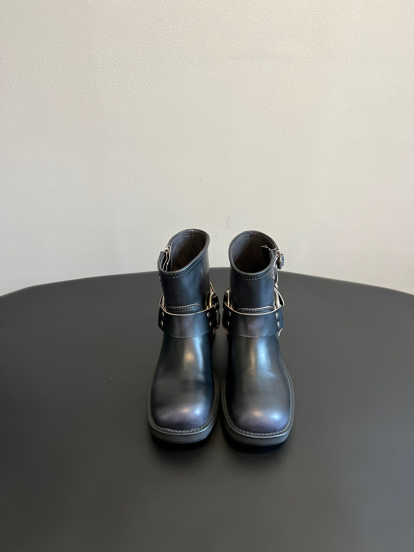 MIUMIU 26S ANKLE BOOTS IN BLACK CALFSKIN SILVER HARDWARE