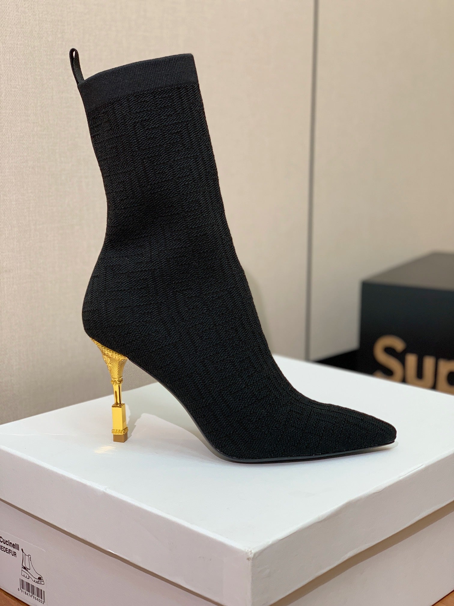 BALMAIN 26S BOOTS 95 MM IN BLACK FLYKNIT STYLE 7