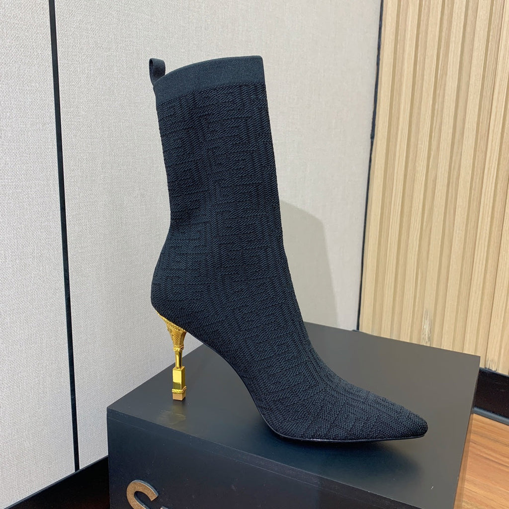 BALMAIN 26S BOOTS 95 MM IN BLACK FLYKNIT STYLE 7