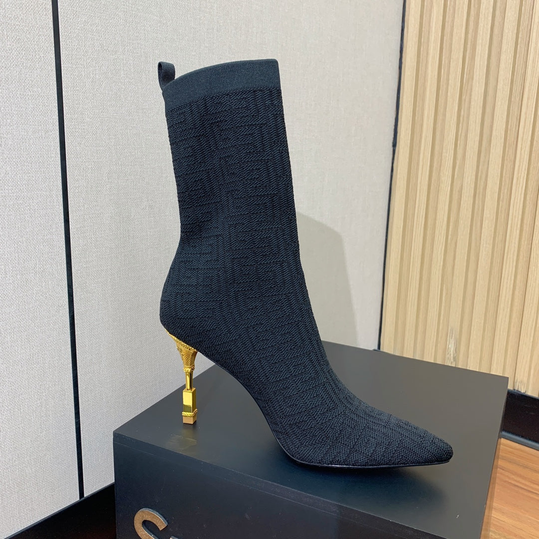 BALMAIN 26S BOOTS 95 MM IN BLACK FLYKNIT STYLE 7