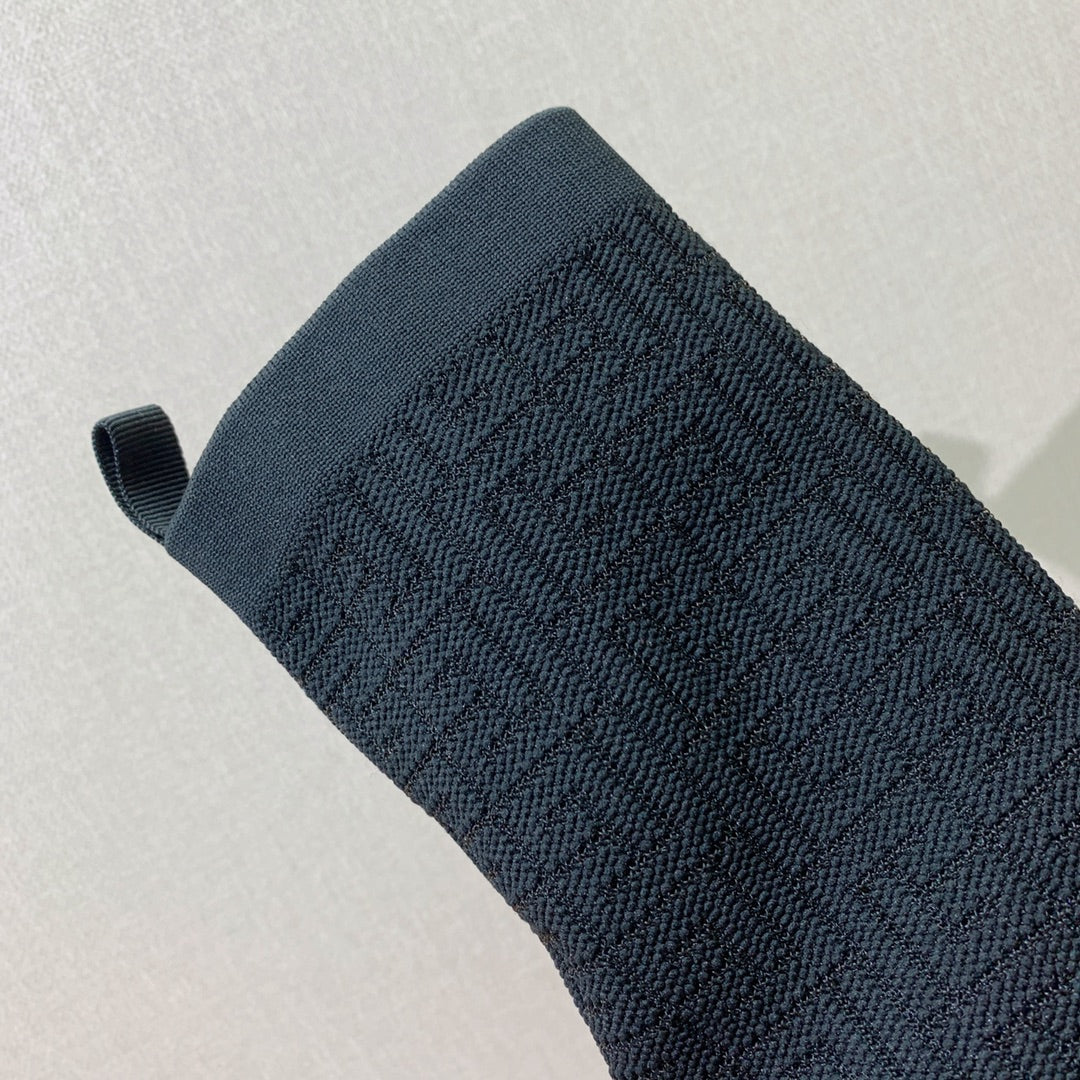 BALMAIN 26S BOOTS 95 MM IN BLACK FLYKNIT STYLE 7