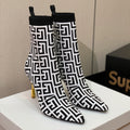 BALMAIN 26S BOOTS 95 MM IN BLACK AND WHITE FLYKNIT STYLE 6