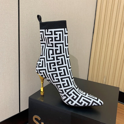 BALMAIN 26S BOOTS 95 MM IN BLACK AND WHITE FLYKNIT STYLE 6
