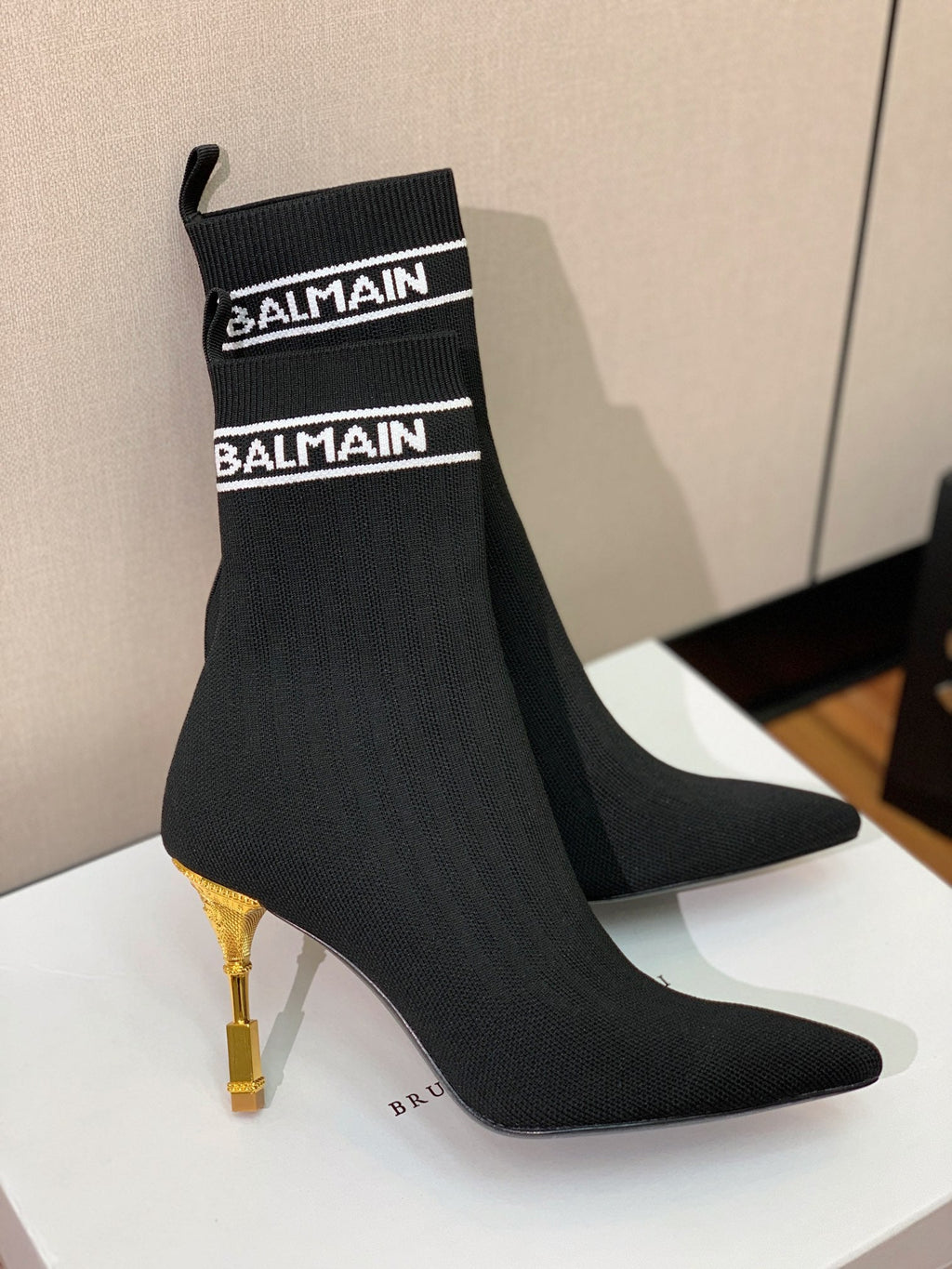 BALMAIN 26S BOOTS 95 MM IN BLACK FLYKNIT STYLE 5