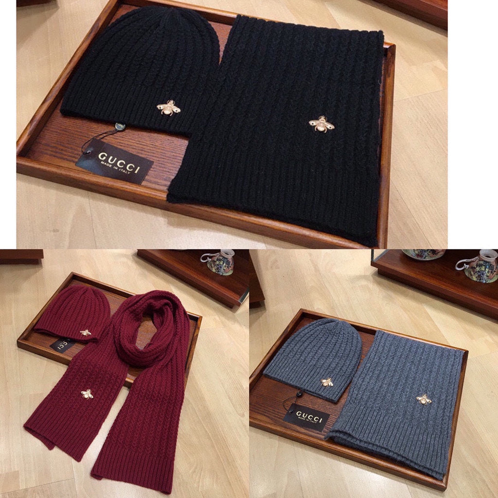 SET SCARF AND HAT IN BLACK WOOL 945021