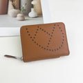 HM SILK'IN HOLED SHORT WALLET 11.5 BROWN GRAINED CALFSKIN