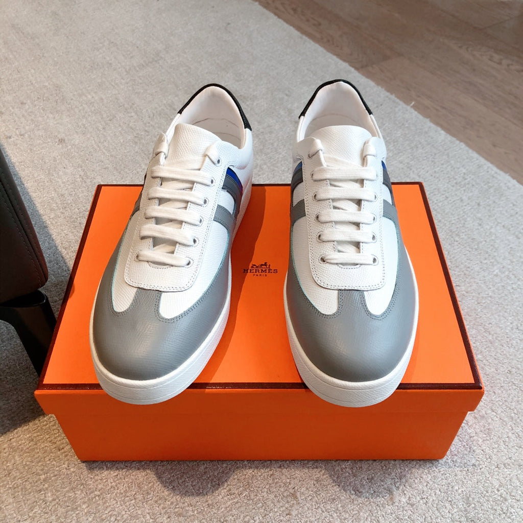 HM BOOMERANG SNEAKER WHITE MIX GRAY MIX BLACK CALFSKIN