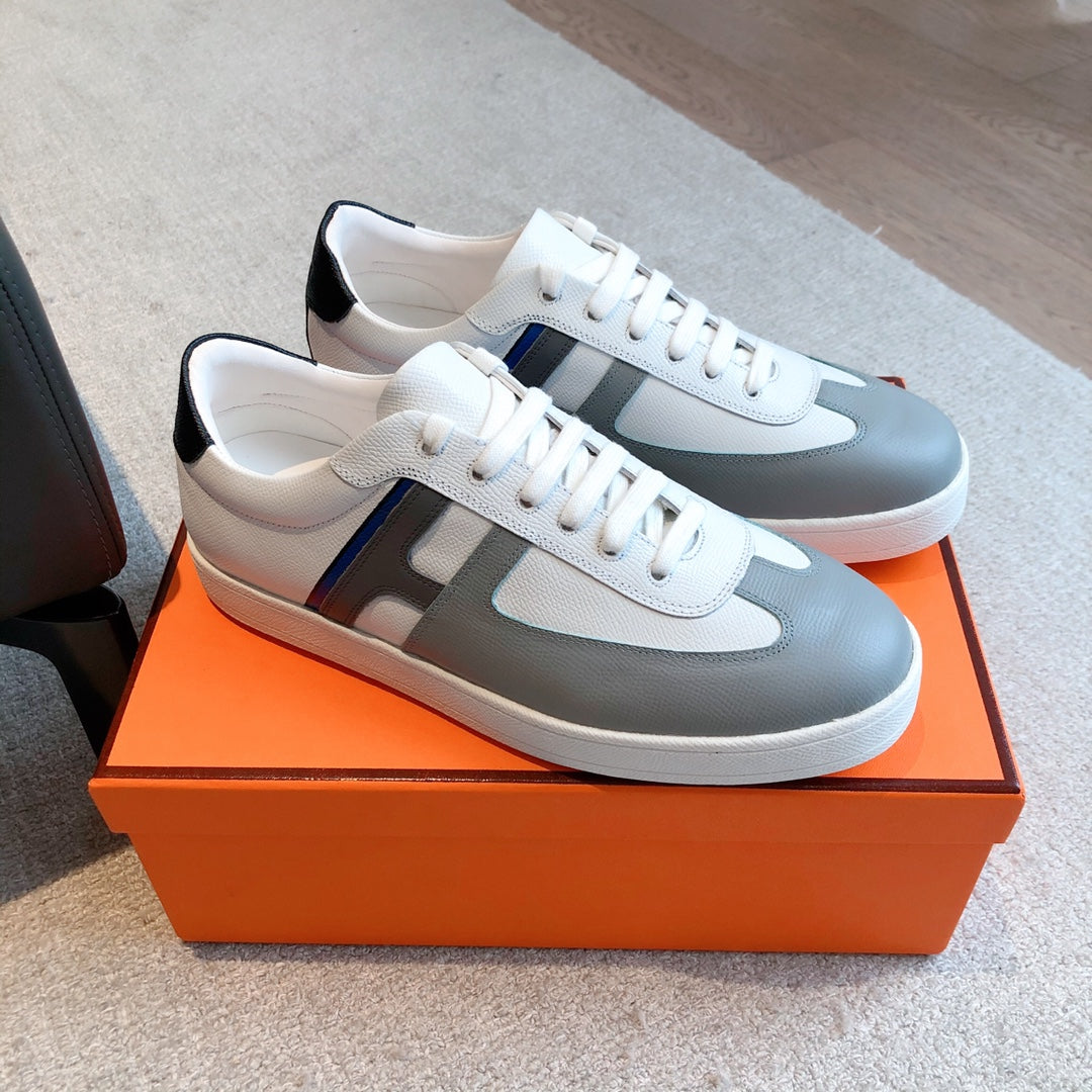 HM BOOMERANG SNEAKER WHITE MIX GRAY MIX BLACK CALFSKIN