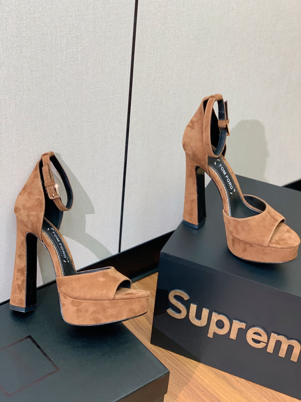 HIGH HEEL 14.5 CM SANDALS IN CIDER BROWN SUEDE