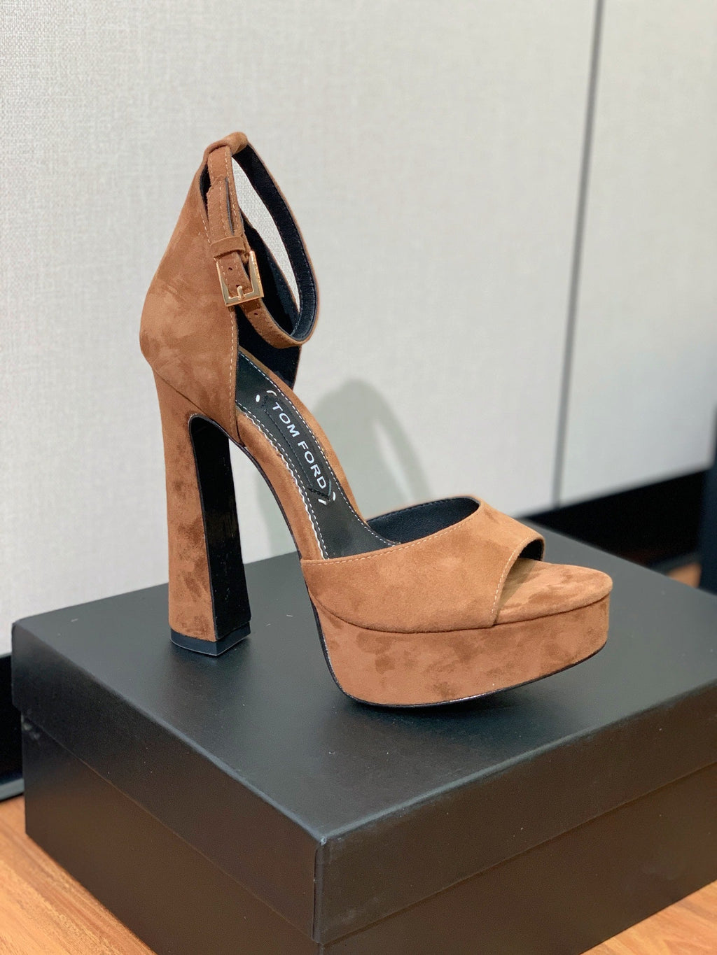 HIGH HEEL 14.5 CM SANDALS IN CIDER BROWN SUEDE
