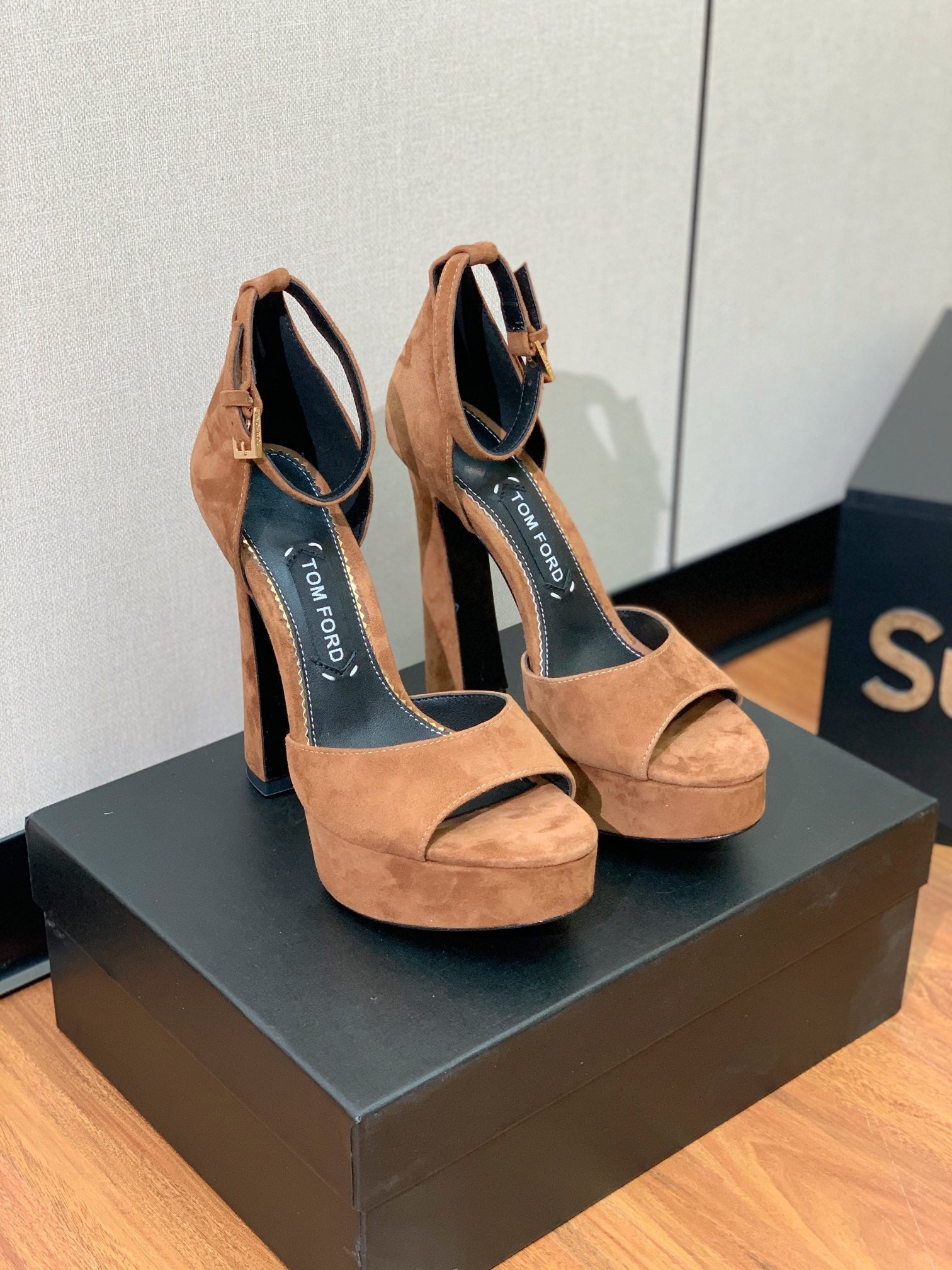 HIGH HEEL 14.5 CM SANDALS IN CIDER BROWN SUEDE
