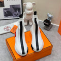 H FUN CLASSIC SNEAKER STYLISH WHITE AND BLACK LINE FABRIC