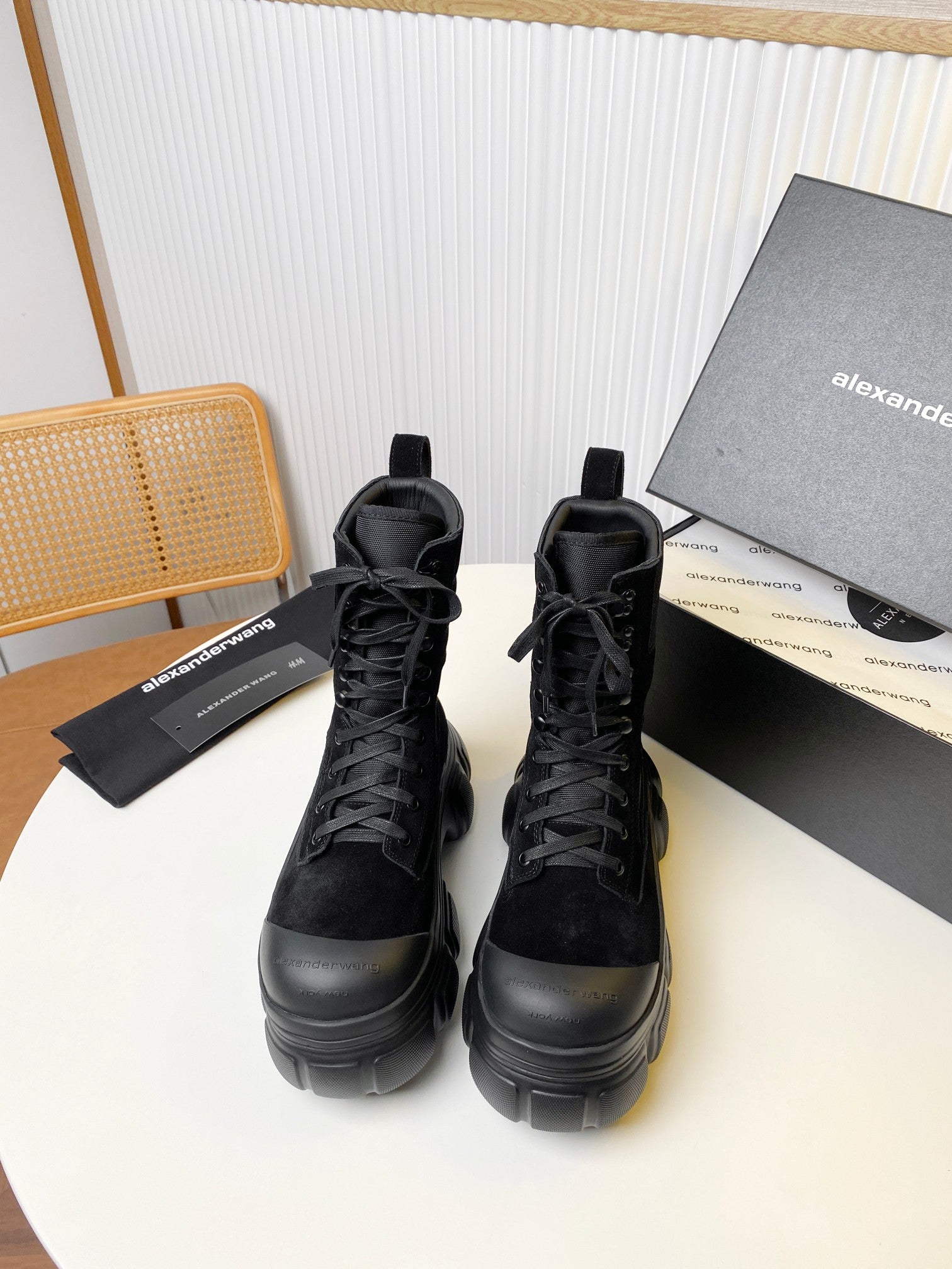STORM COMBINATION 8 CM BOOTS IN BLACK SUEDE AND SHEEPSKIN