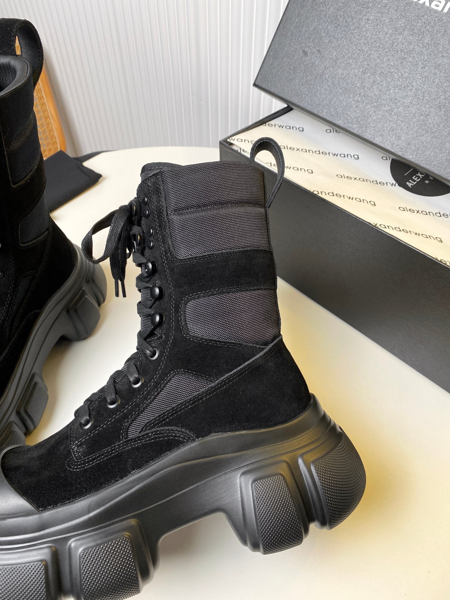 STORM COMBINATION 8 CM BOOTS IN BLACK SUEDE AND SHEEPSKIN