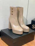 BALMAIN 26S ANKLE BOOTS 100 MM IN WARM GREY CALFSKIN