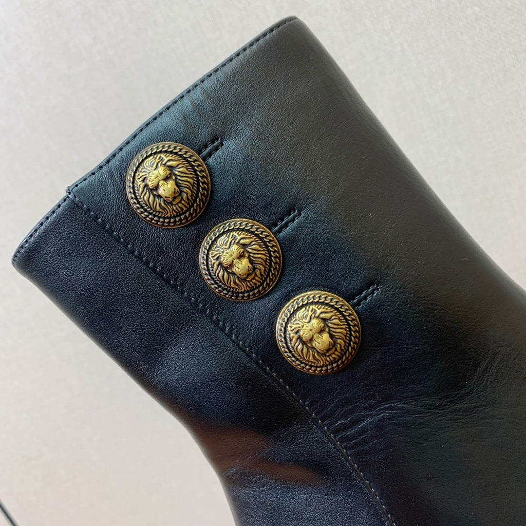 BALMAIN 26S ANKLE BOOTS 100 MM IN BLACK CALFSKIN