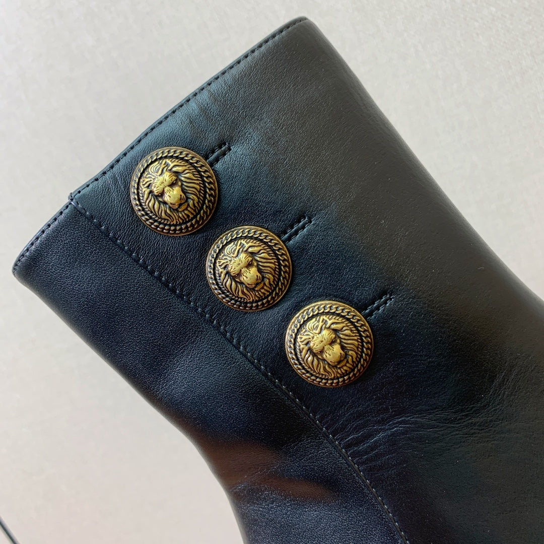 BALMAIN 26S ANKLE BOOTS 100 MM IN BLACK CALFSKIN