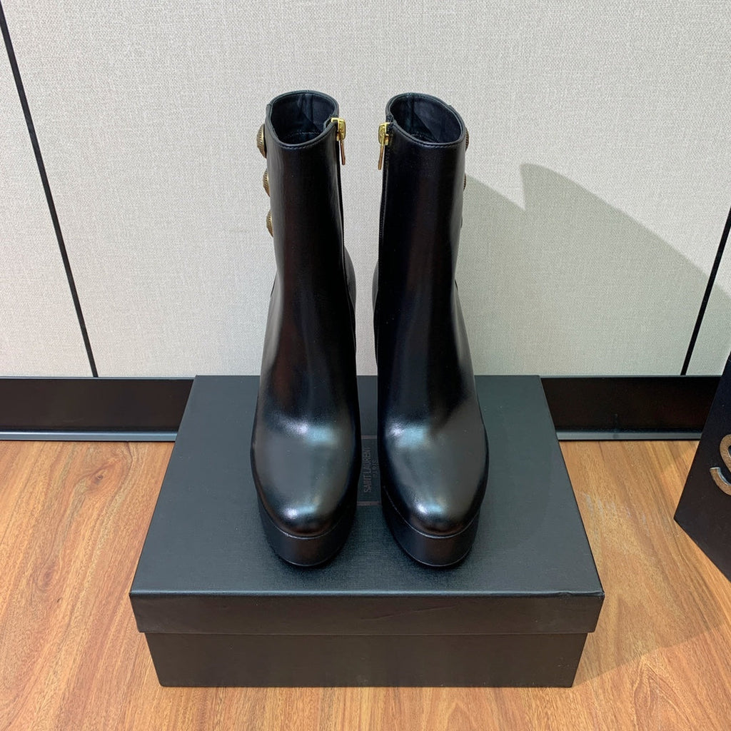BALMAIN 26S ANKLE BOOTS 100 MM IN BLACK CALFSKIN