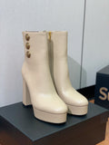 BALMAIN 26S ANKLE BOOTS 100 MM IN BEIGE CALFSKIN