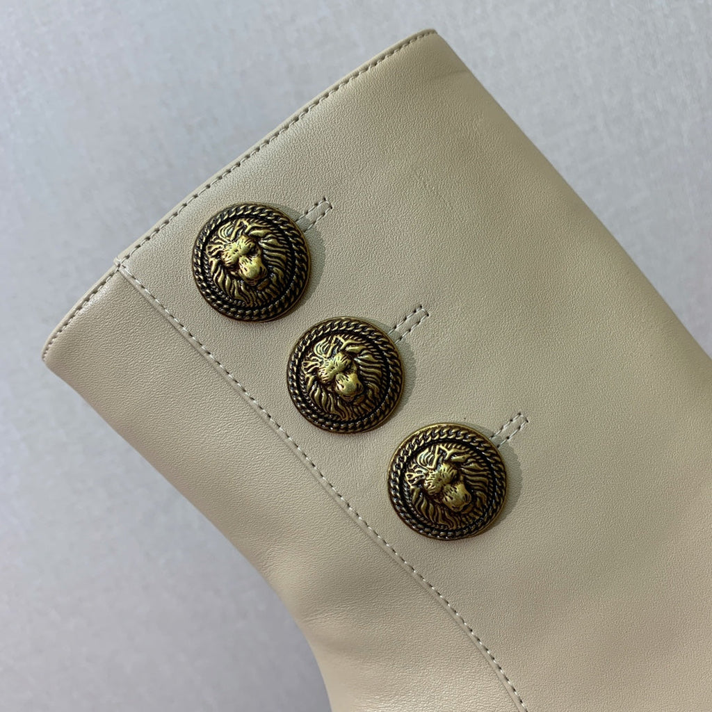 BALMAIN 26S ANKLE BOOTS 100 MM IN BEIGE CALFSKIN