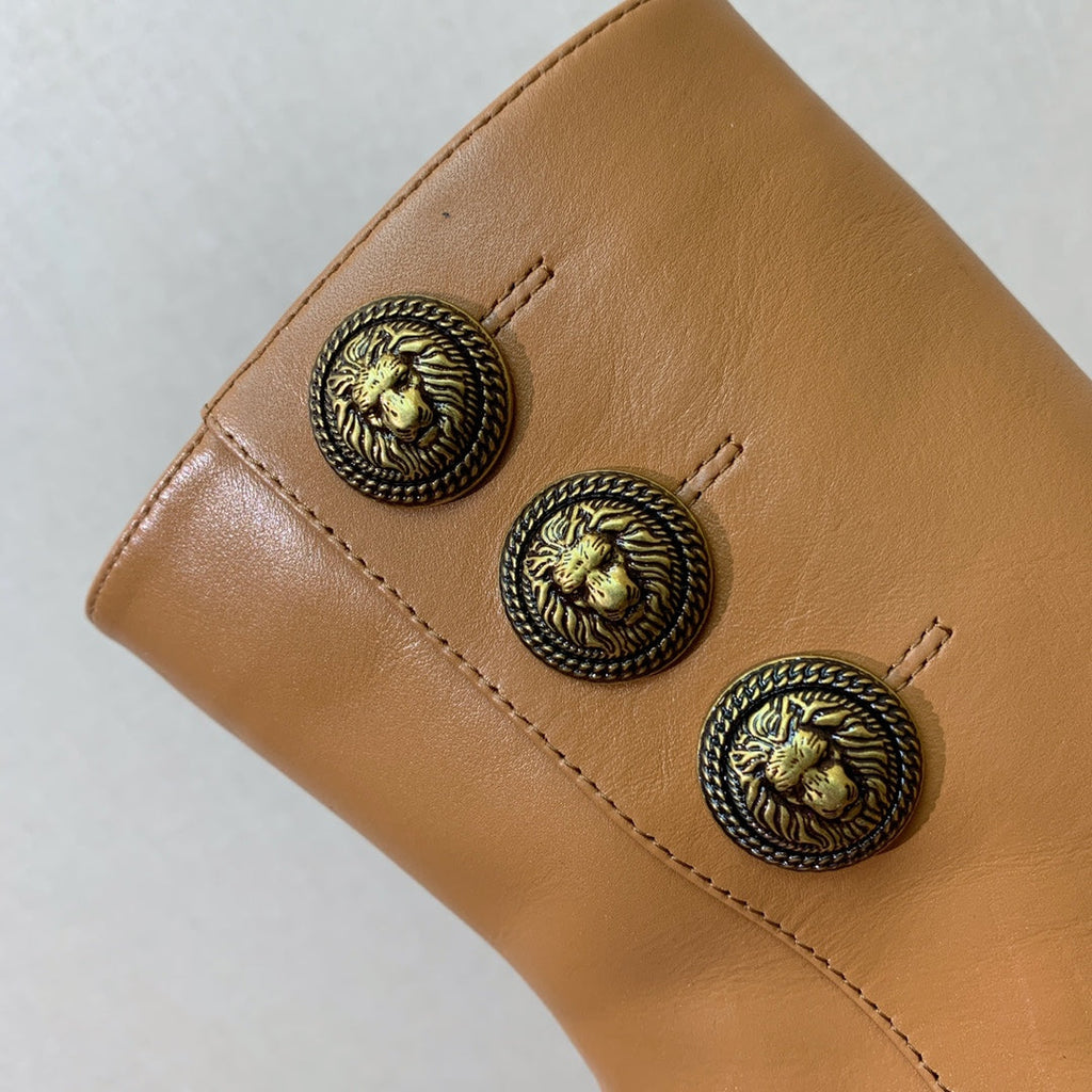 BALMAIN 26S ANKLE BOOTS 100 MM IN BROWN CALFSKIN
