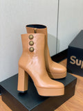 BALMAIN 26S ANKLE BOOTS 100 MM IN BROWN CALFSKIN