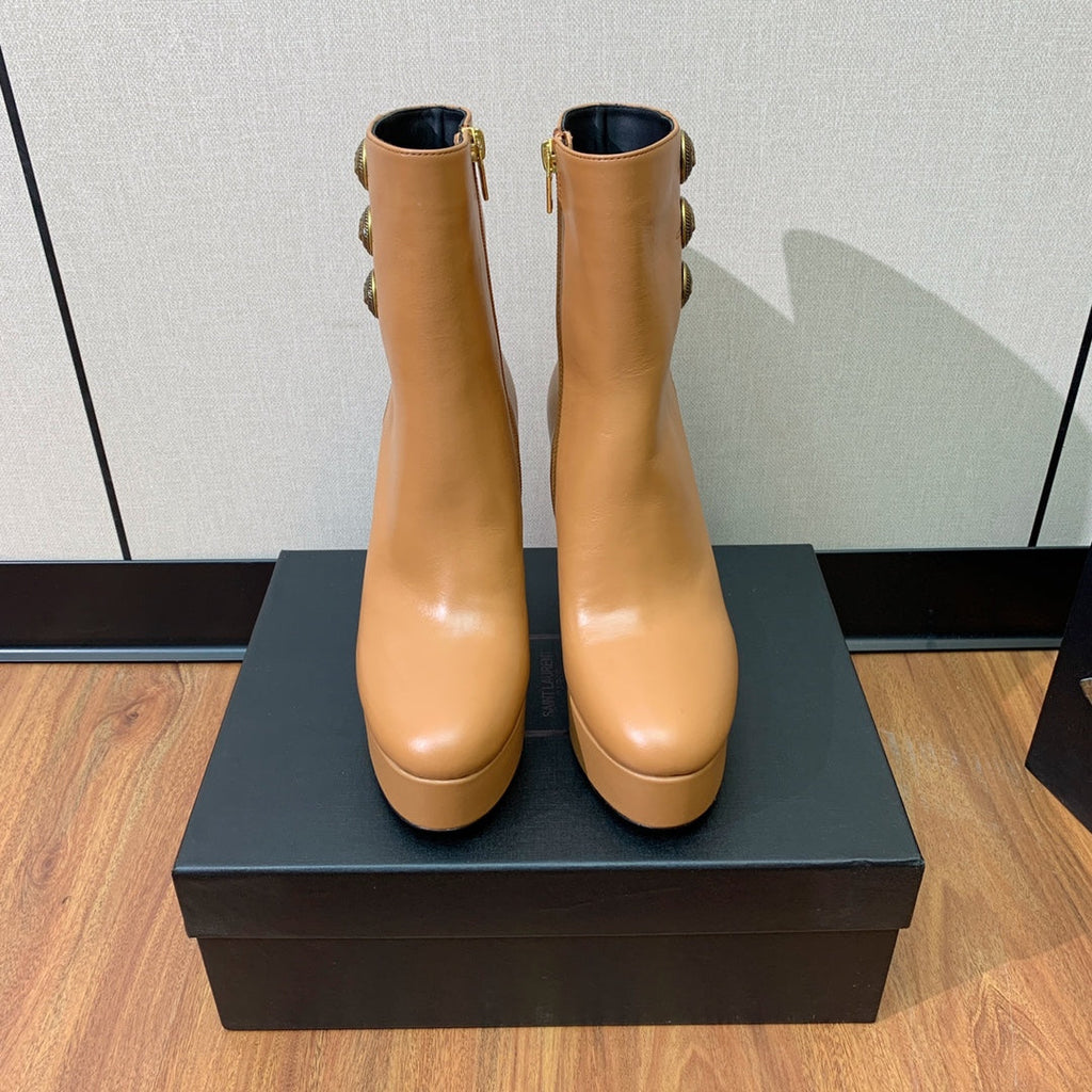 BALMAIN 26S ANKLE BOOTS 100 MM IN BROWN CALFSKIN