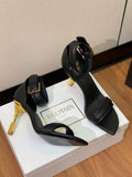 BALMAIN 26S METAL-HEEL SANDALS 105 MM IN BLACK CALFSKIN