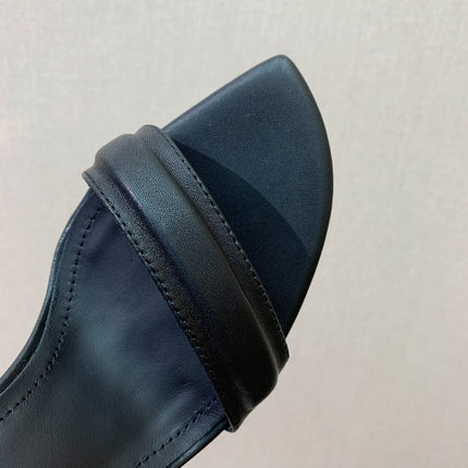 BALMAIN 26S METAL-HEEL SANDALS 105 MM IN BLACK CALFSKIN