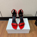 BALMAIN 26S METAL-HEEL SANDALS 105 MM IN RED CALFSKIN