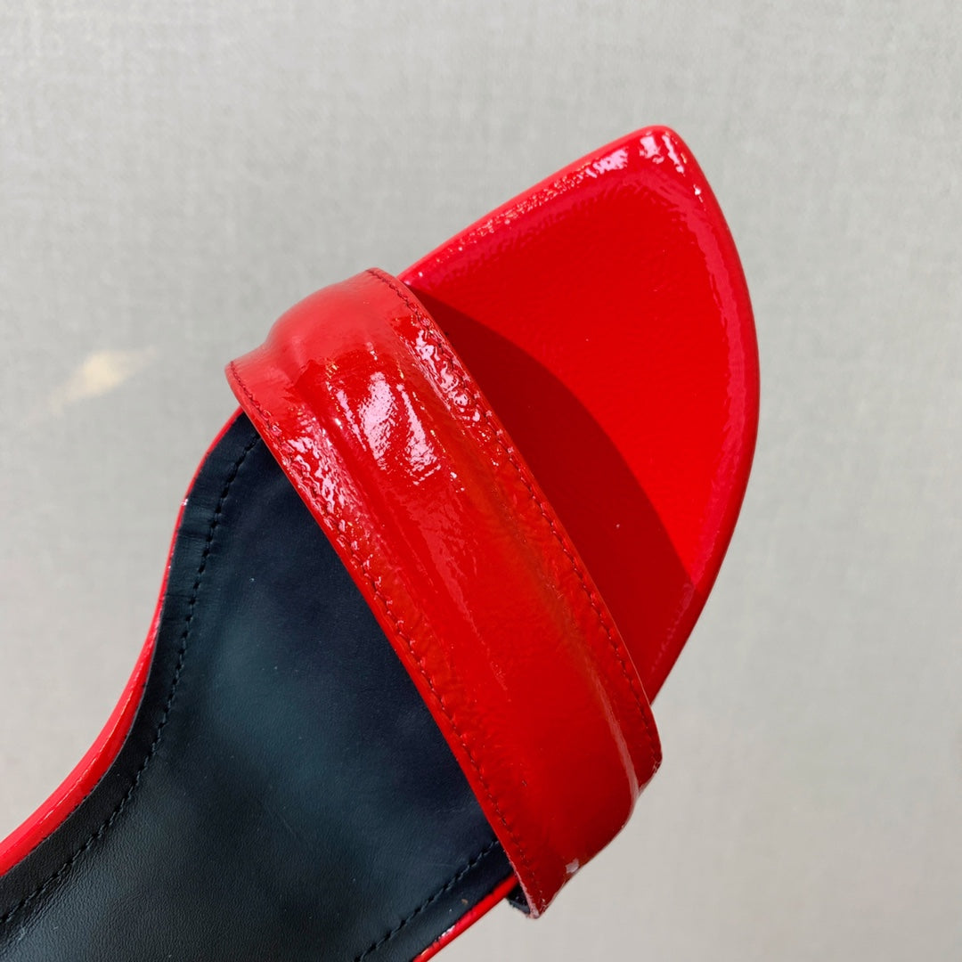 BALMAIN 26S METAL-HEEL SANDALS 105 MM IN RED CALFSKIN