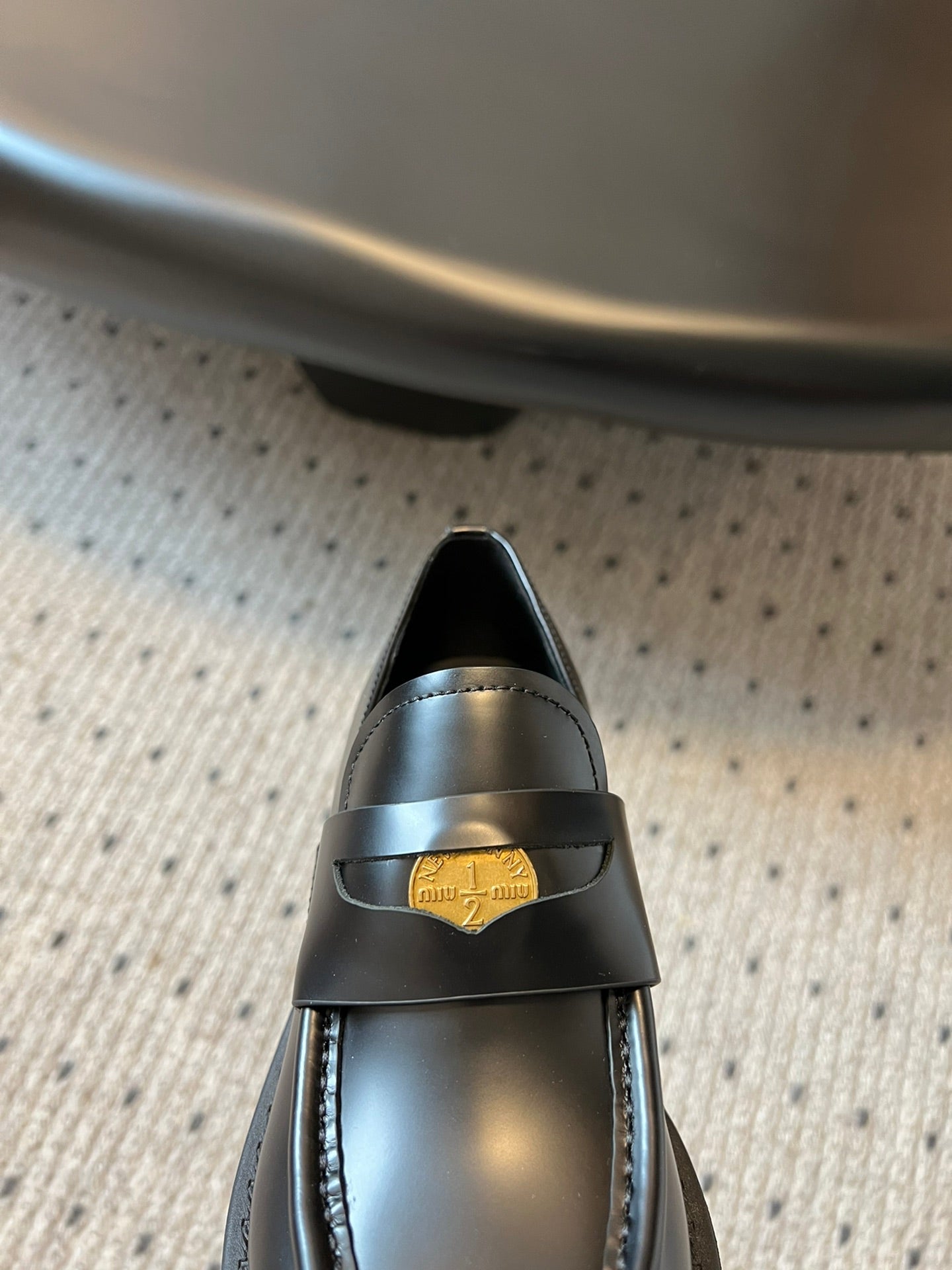 MIUMIU 26S LOAFERS IN BLACK BRUSHED CALFSKIN