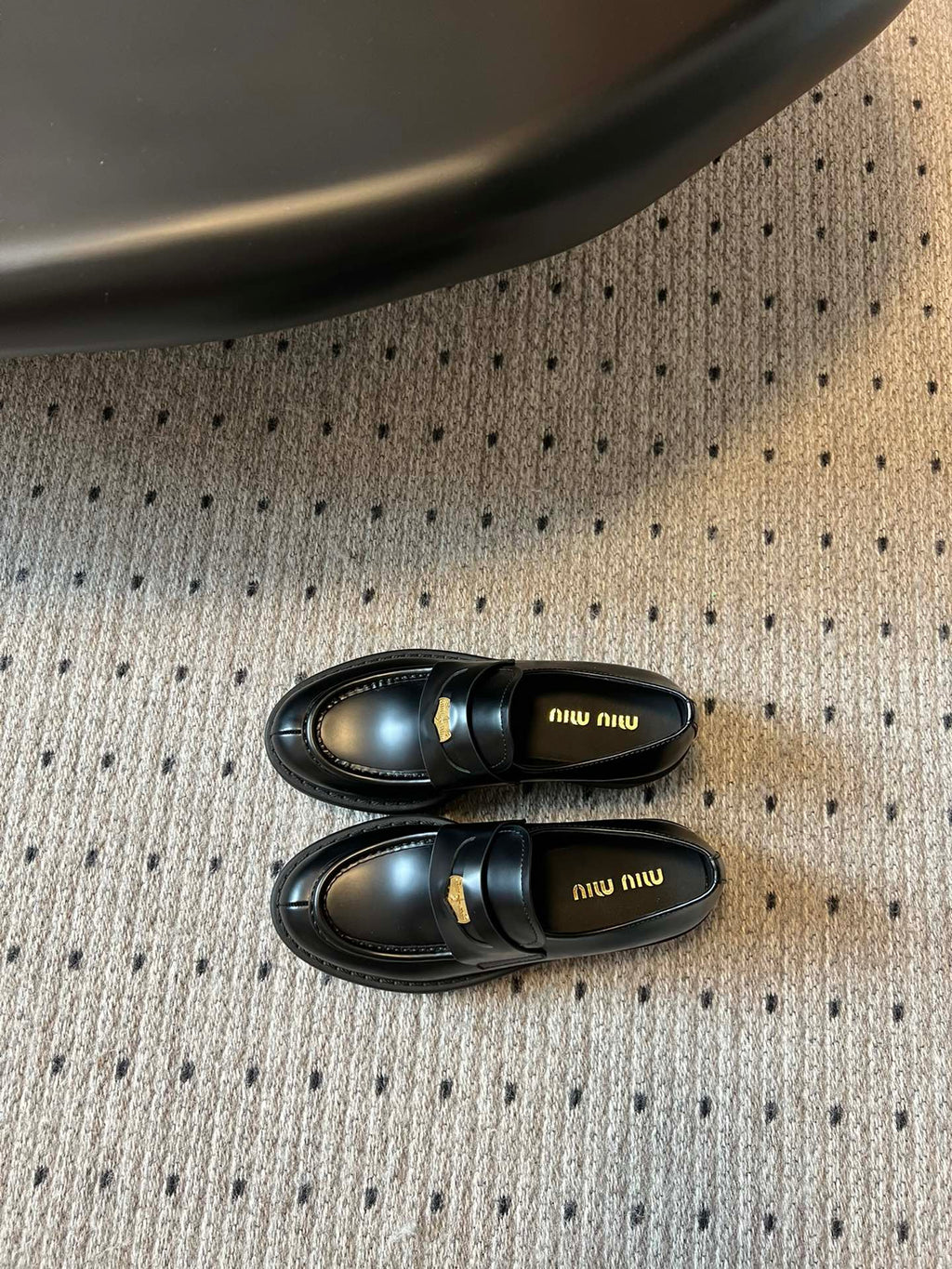 MIUMIU 26S LOAFERS IN BLACK BRUSHED CALFSKIN